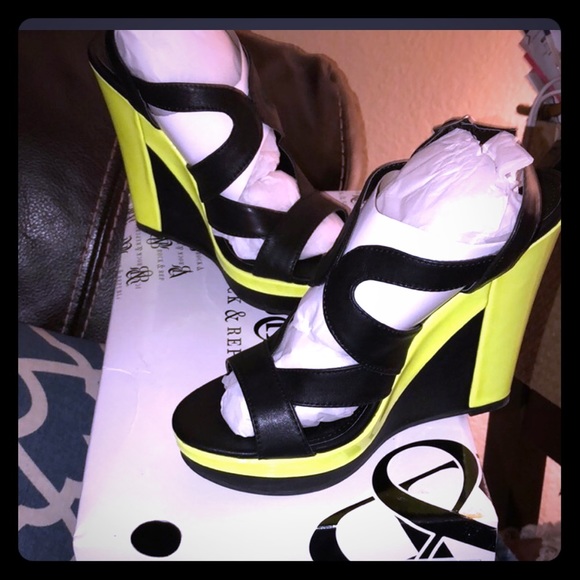 Rock & Republic Shoes - Rock&Republic Brand-new Shiny black neon yellow